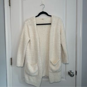 White Fuzzy Cozy Long Cardigan